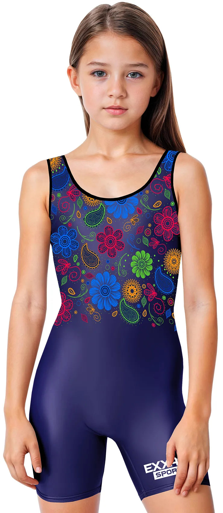 Exxact Sports Sublimated Girl’s Wrestling Singlets High-cut Female singlets - Paisley Flower
