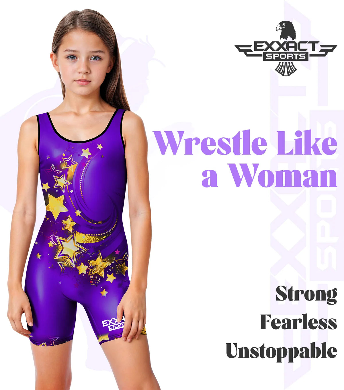Exxact Sports Sublimated Girl’s Wrestling Singlets High-cut Female singlets - Stars