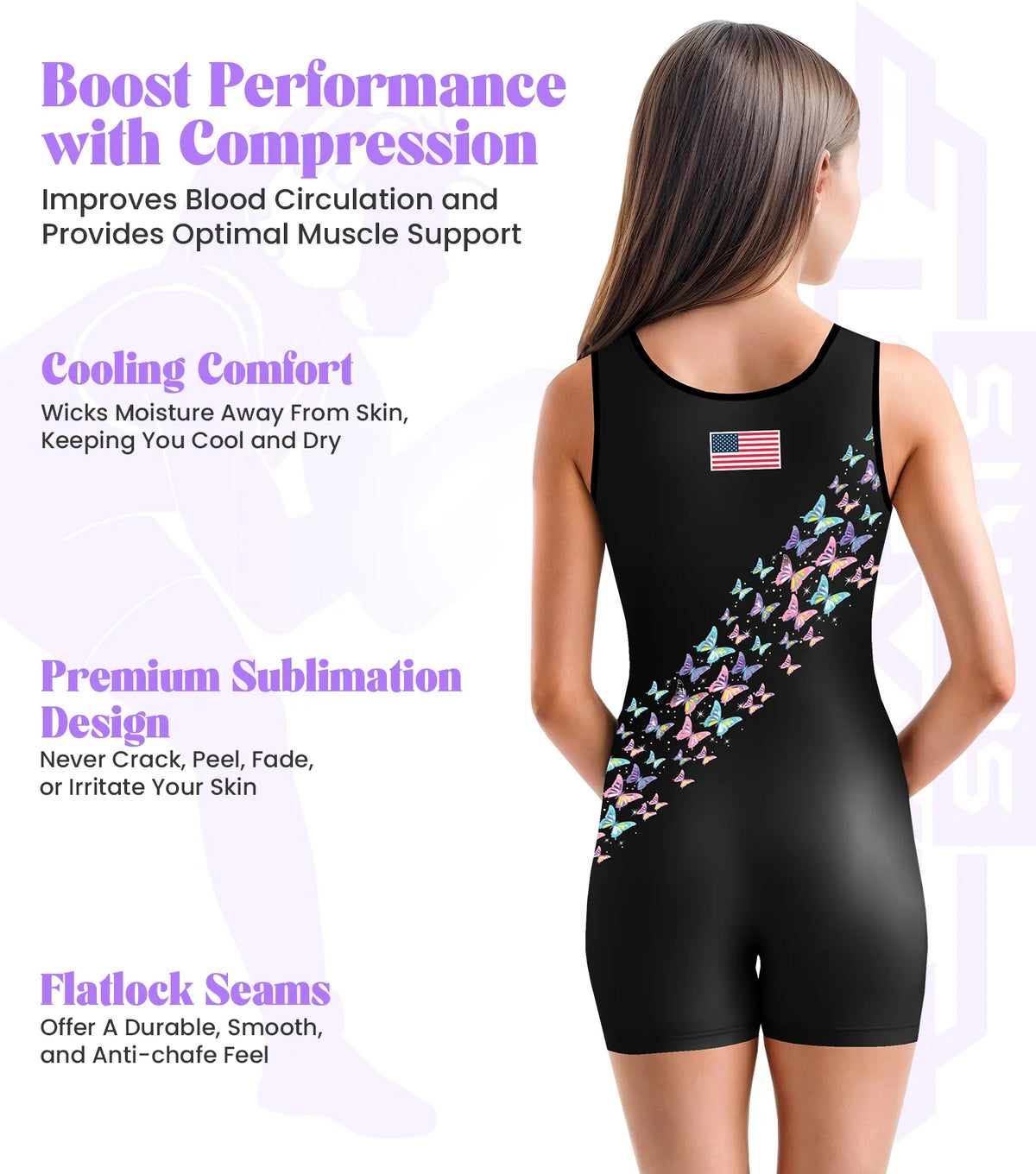 Exxact Sports Sublimated Girl’s Wrestling Singlets High-cut Female singlets - Butterfly