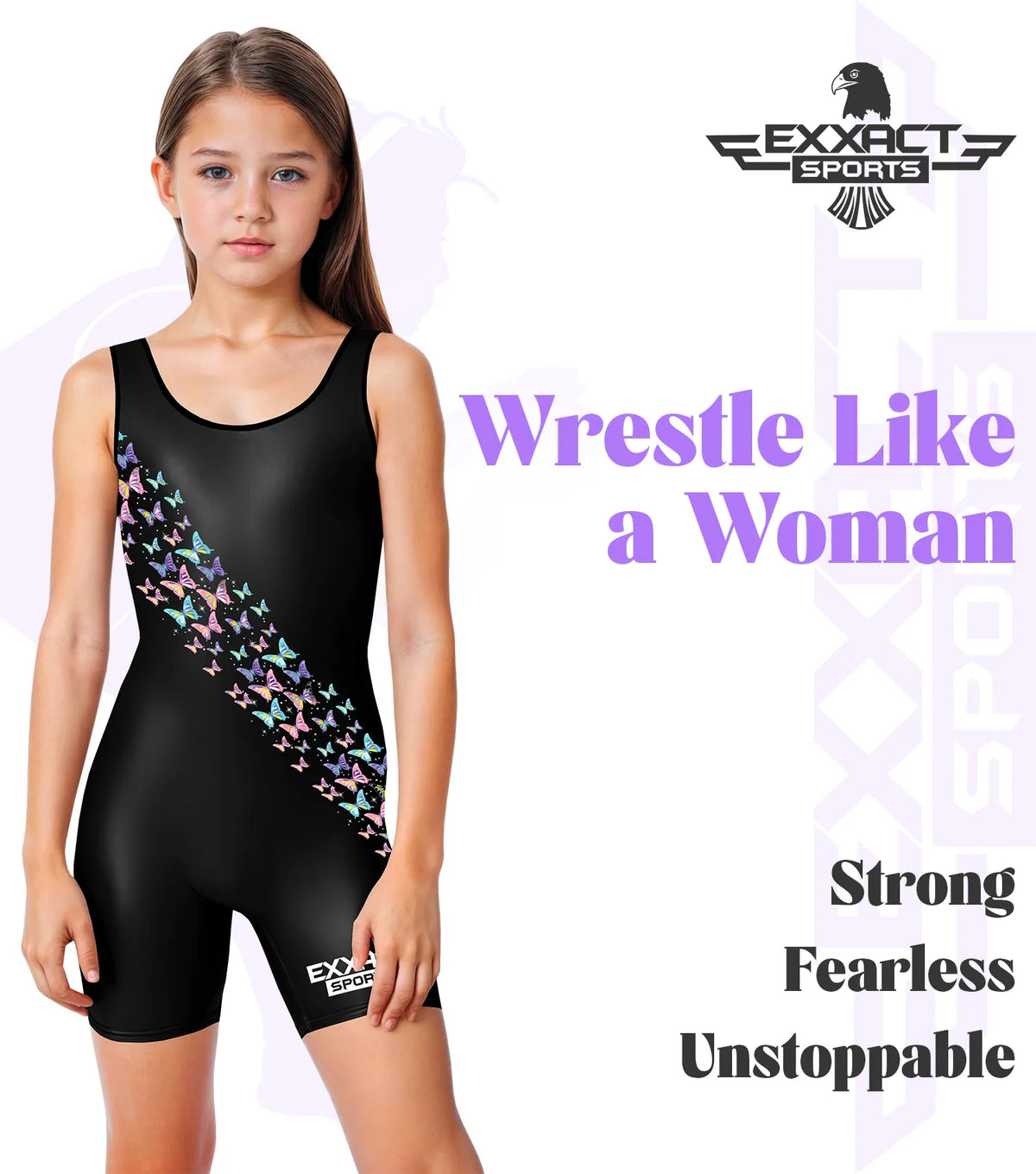 Exxact Sports Sublimated Girl’s Wrestling Singlets High-cut Female singlets - Butterfly