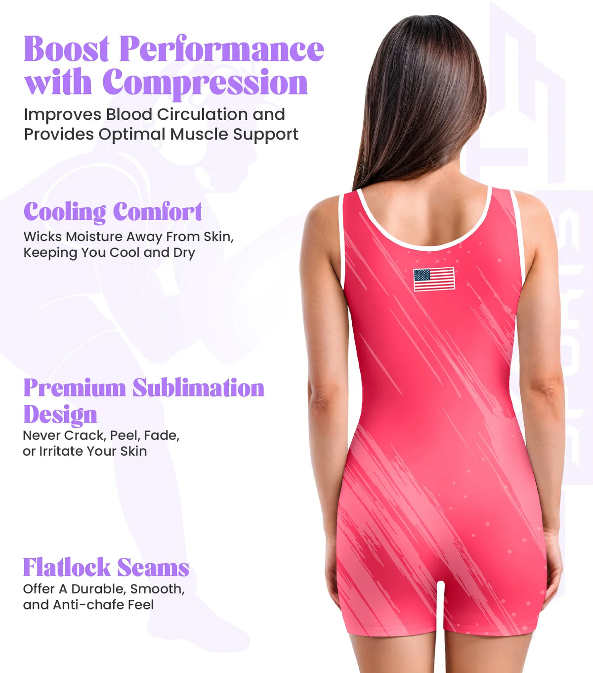 Exxact Sports Sublimated Women’s Wrestling Singlets High-cut Female singlets - Pink