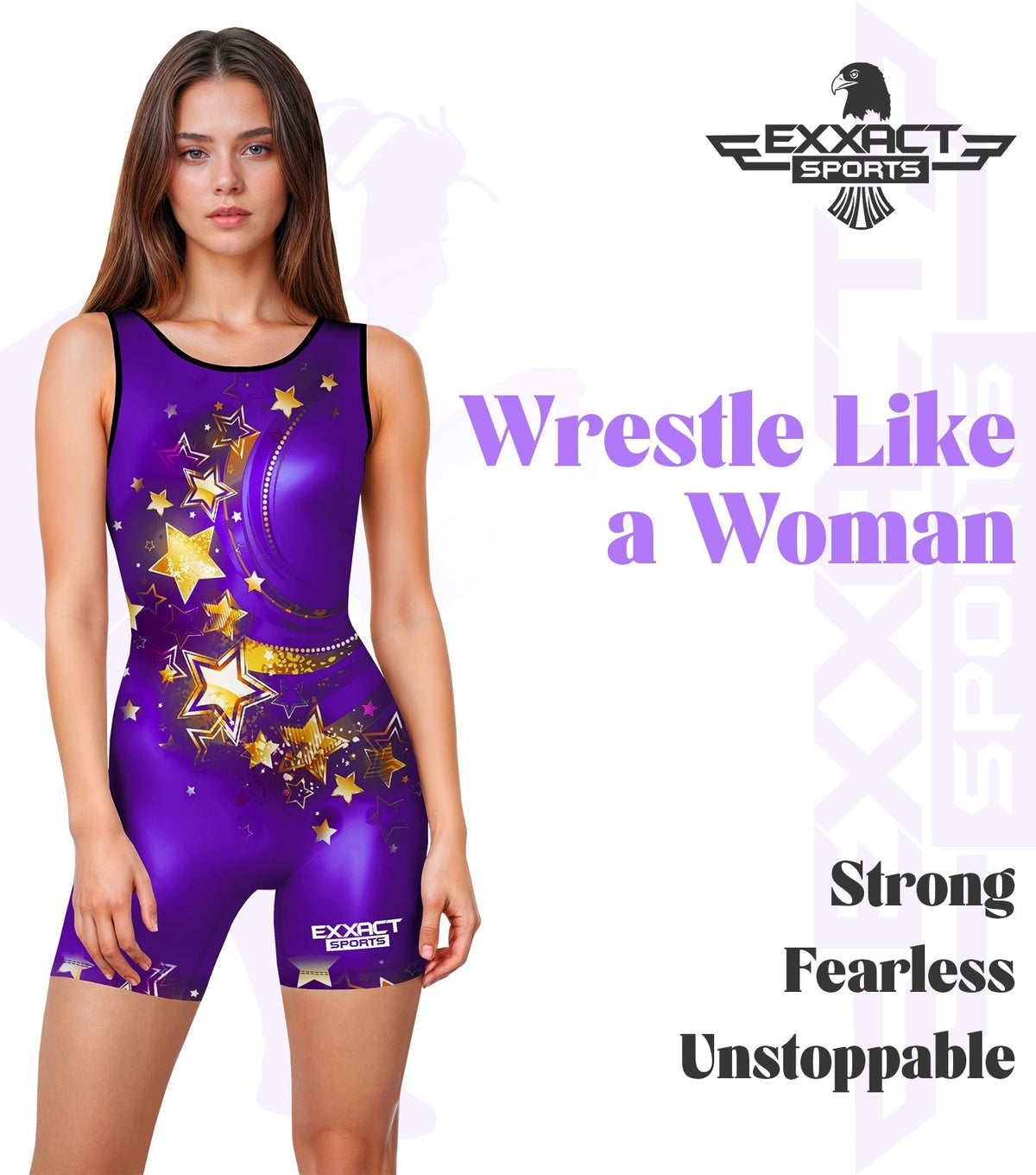 Exxact Sports Sublimated Women’s Wrestling Singlets High-cut Female singlets - Stars