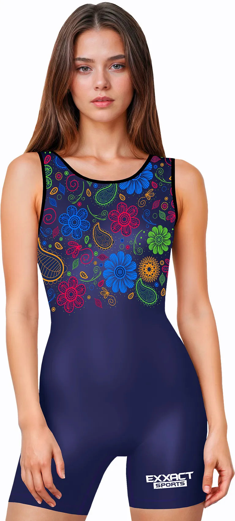 Exxact Sports Sublimated Women’s Wrestling Singlets High-cut Female singlets - Paisley Flower