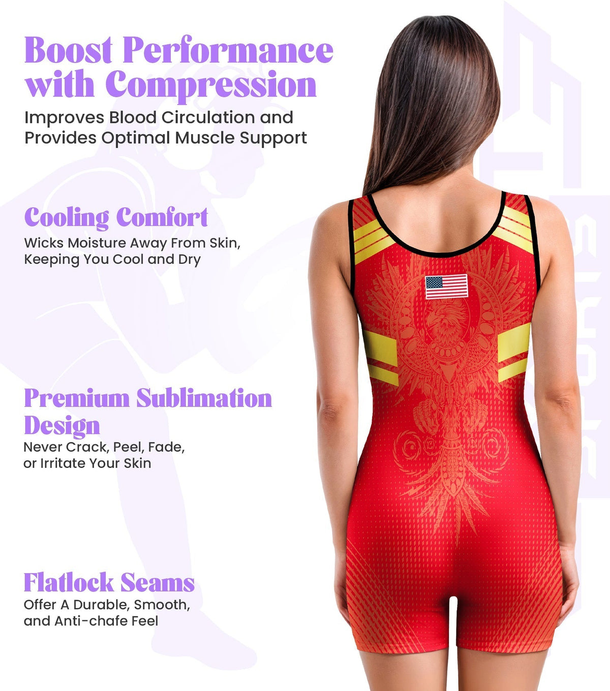 Exxact Sports Sublimated Women’s Wrestling Singlets High-cut Female singlets - Phoenix