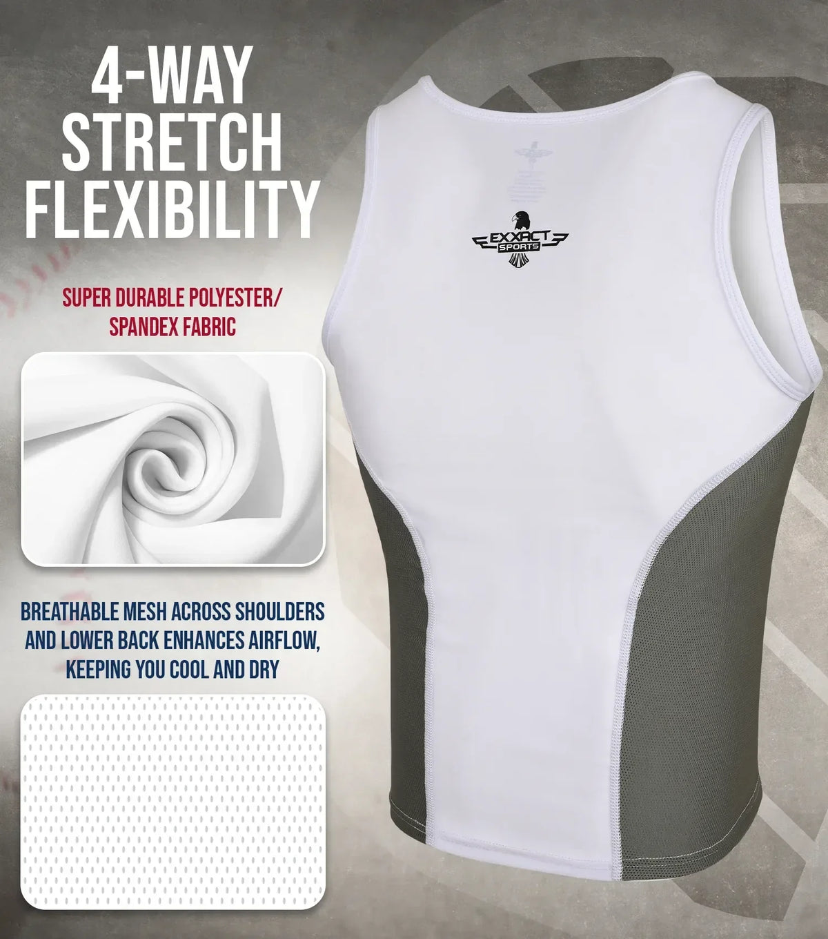 Exxact Sports Tank Top Boys Baseball Chest Protector - White