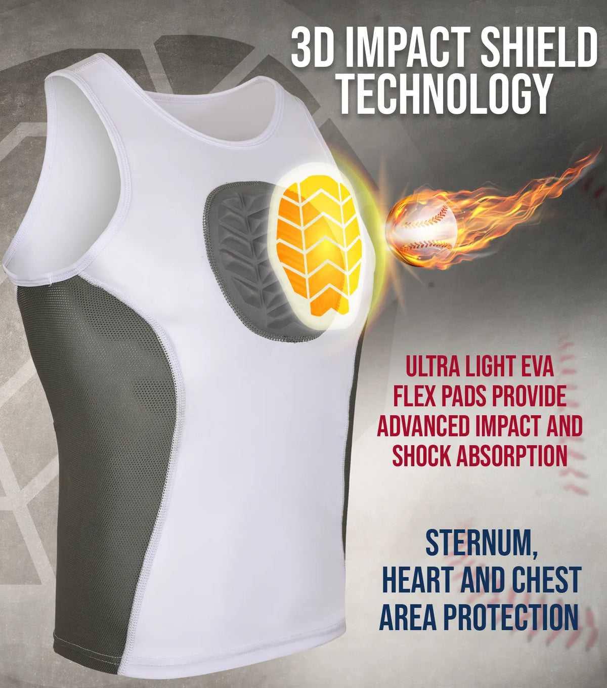 Exxact Sports Tank Top Boys Baseball Chest Protector - White