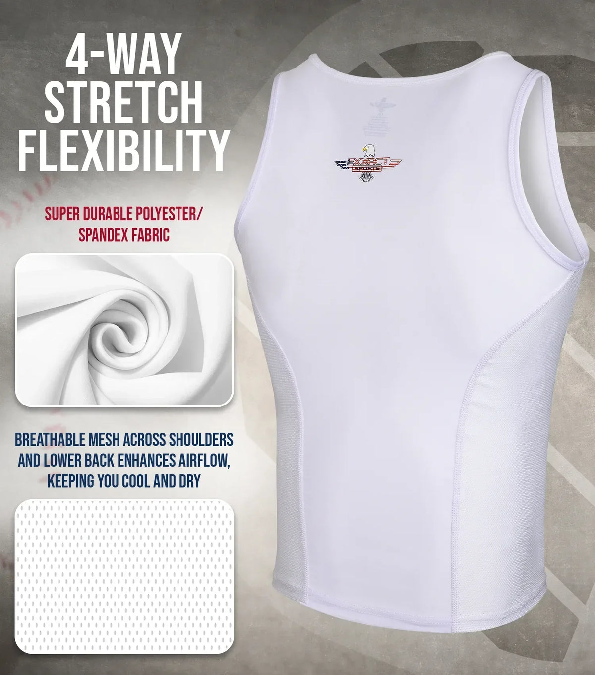 Exxact Sports Tank Top Boys Baseball Chest Protector - White