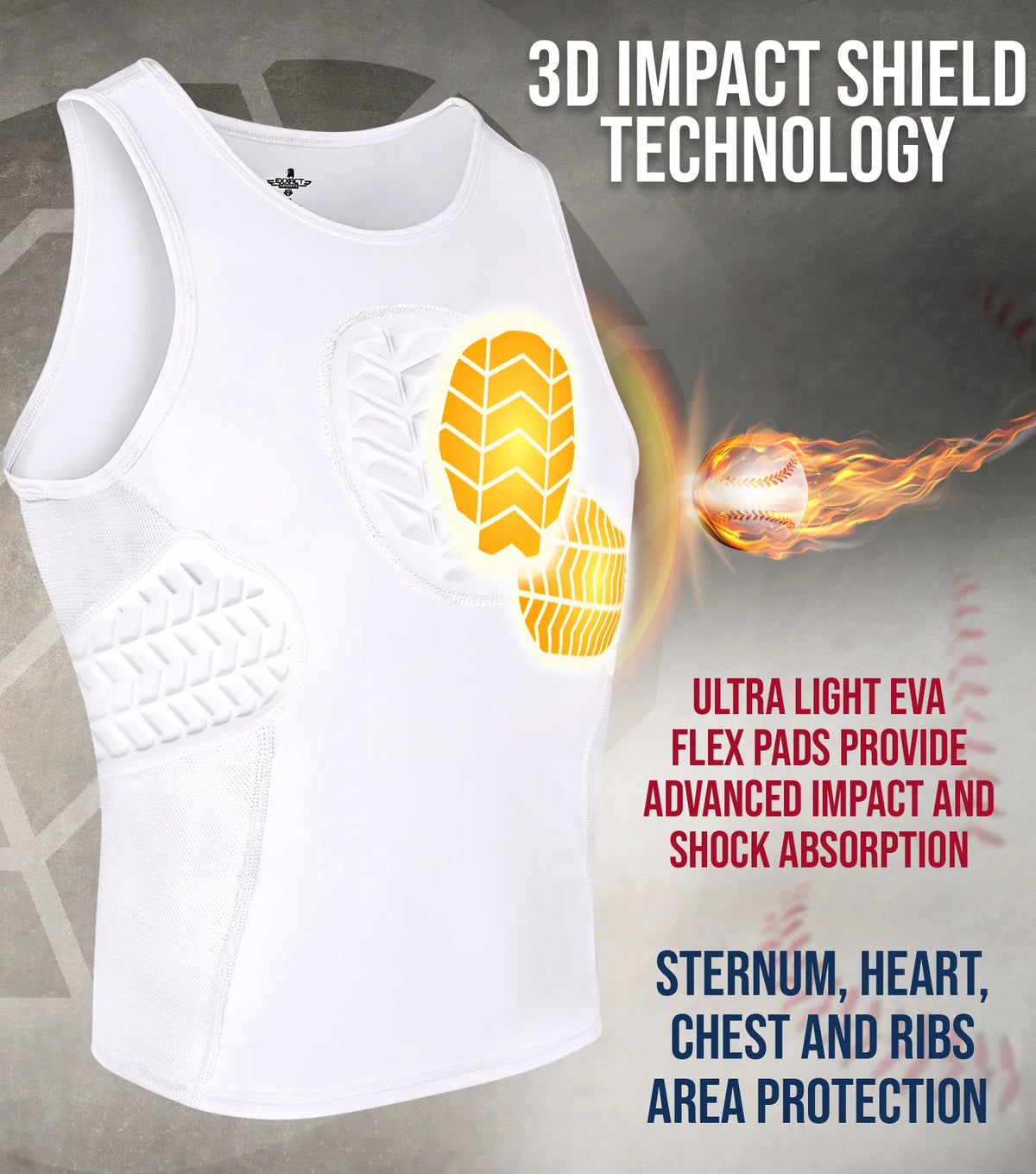 Exxact Sports Tank Top Boys Baseball Chest & Rib Protector - White