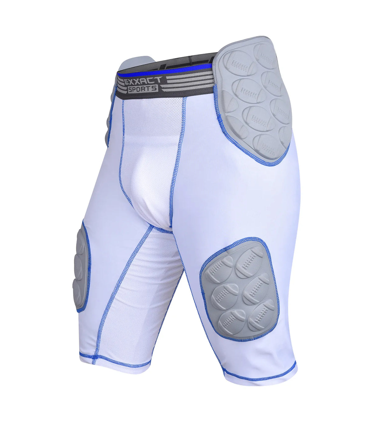 Exxact Sports Touchdown 5-pad Boys Football Girdle with Cup Pocket Youth - White