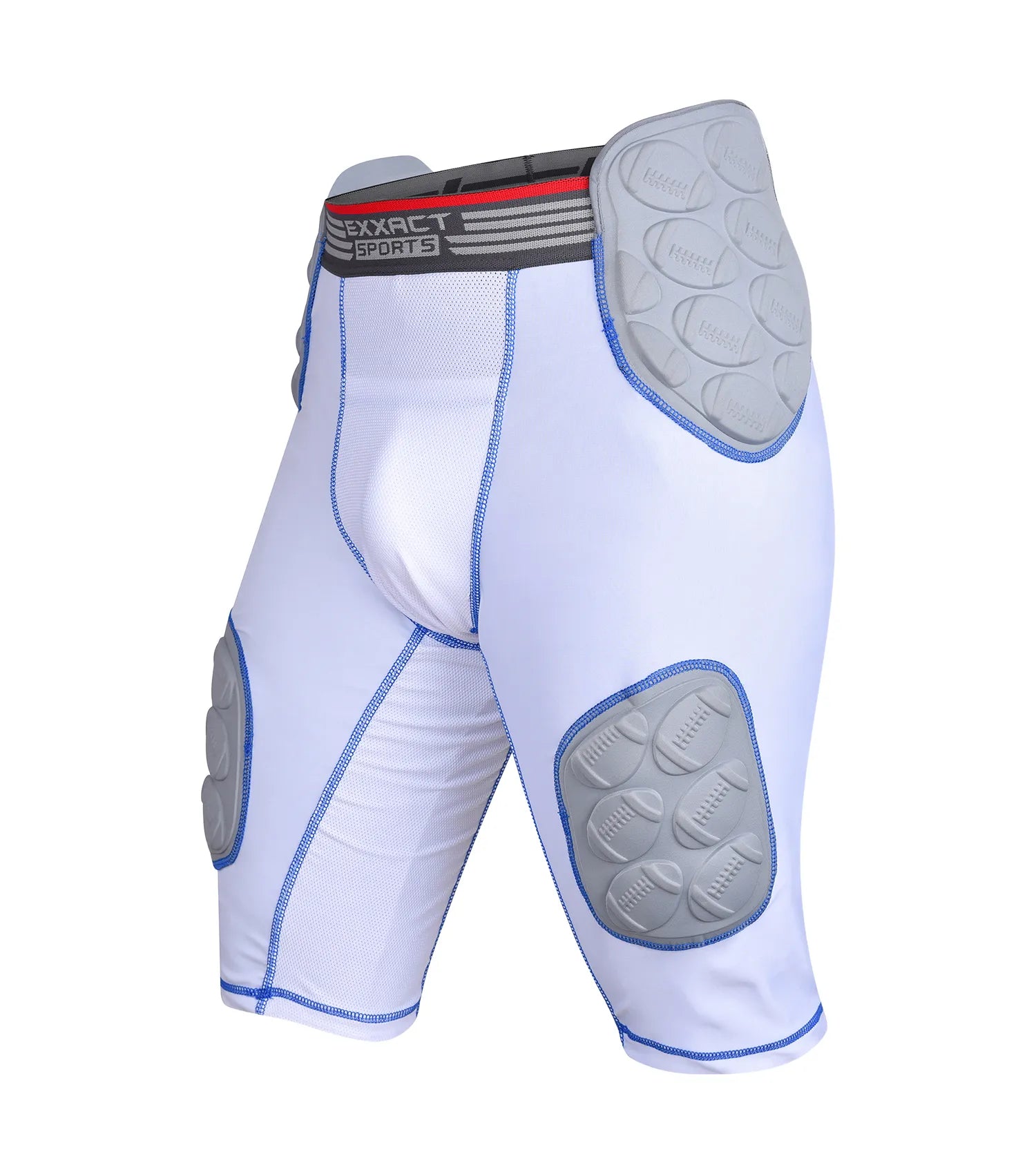 Exxact Sports Touchdown 5-pad Men’s Football Girdle with Cup Pocket Adult - White