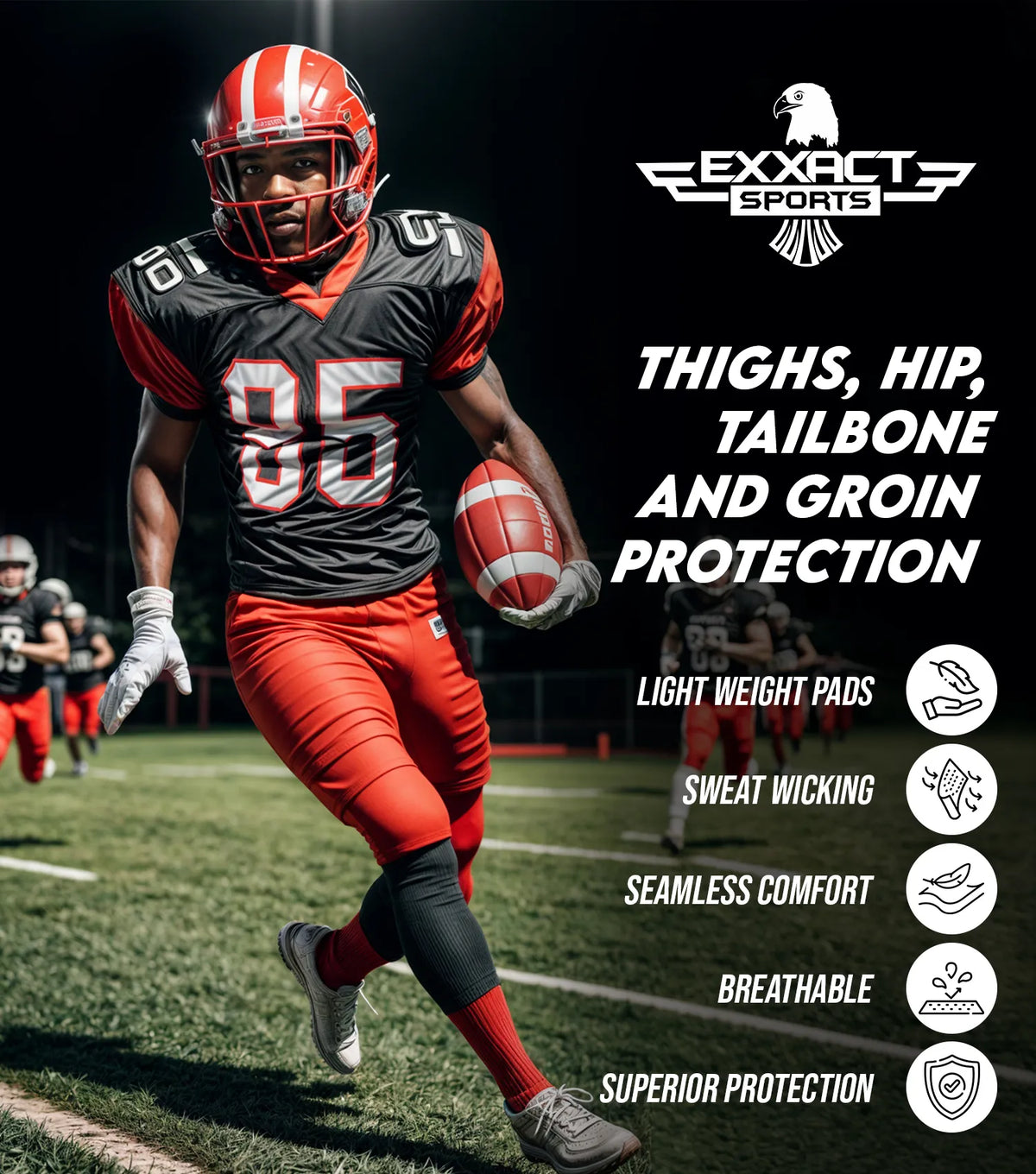 Exxact Sports Touchdown 5-pad Men’s Football Girdle with Cup Pocket Adult - Gray