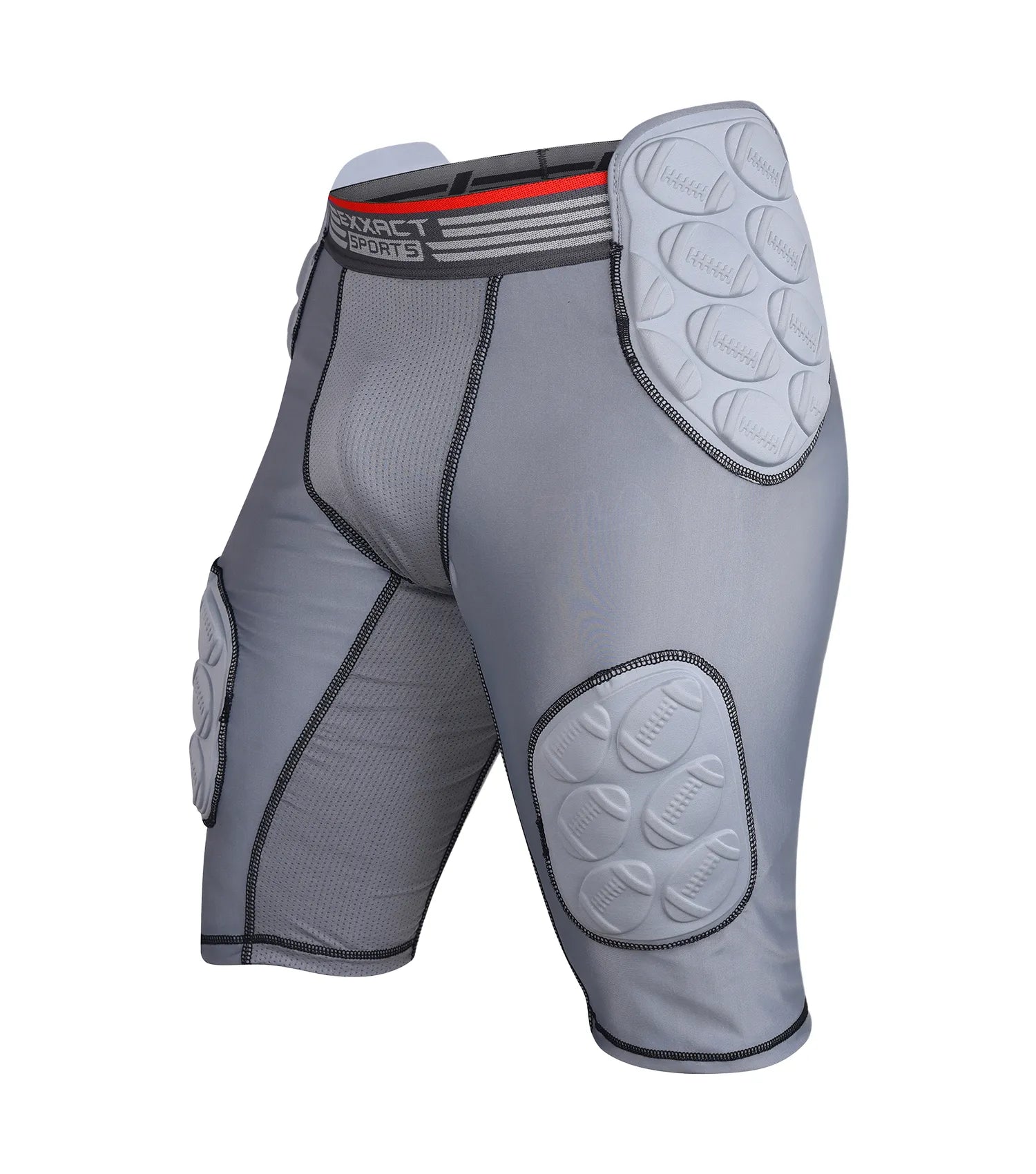 Exxact Sports Touchdown 5-pad Men’s Football Girdle with Cup Pocket Adult - Gray