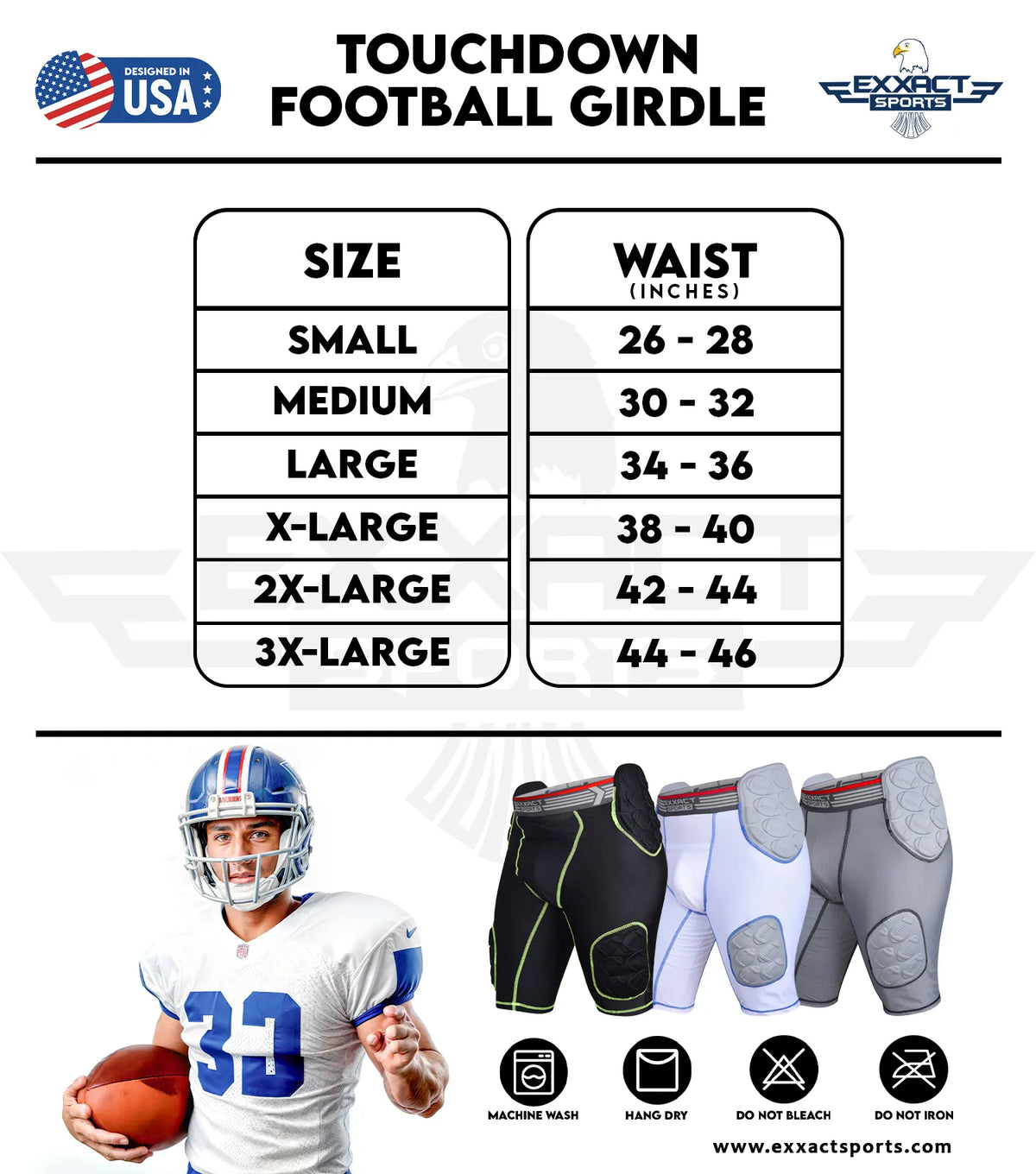 Exxact Sports Touchdown 5-pad Men’s Football Girdle with Cup Pocket Adult - Gray