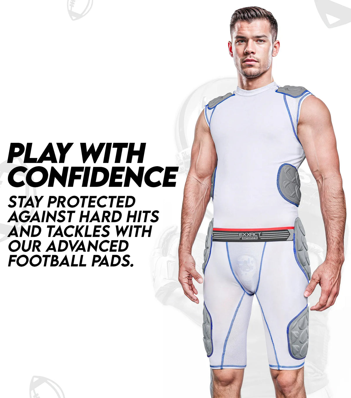 Exxact Sports Touchdown 5-pad Men’s Football Girdle with Cup Pocket Adult - Gray