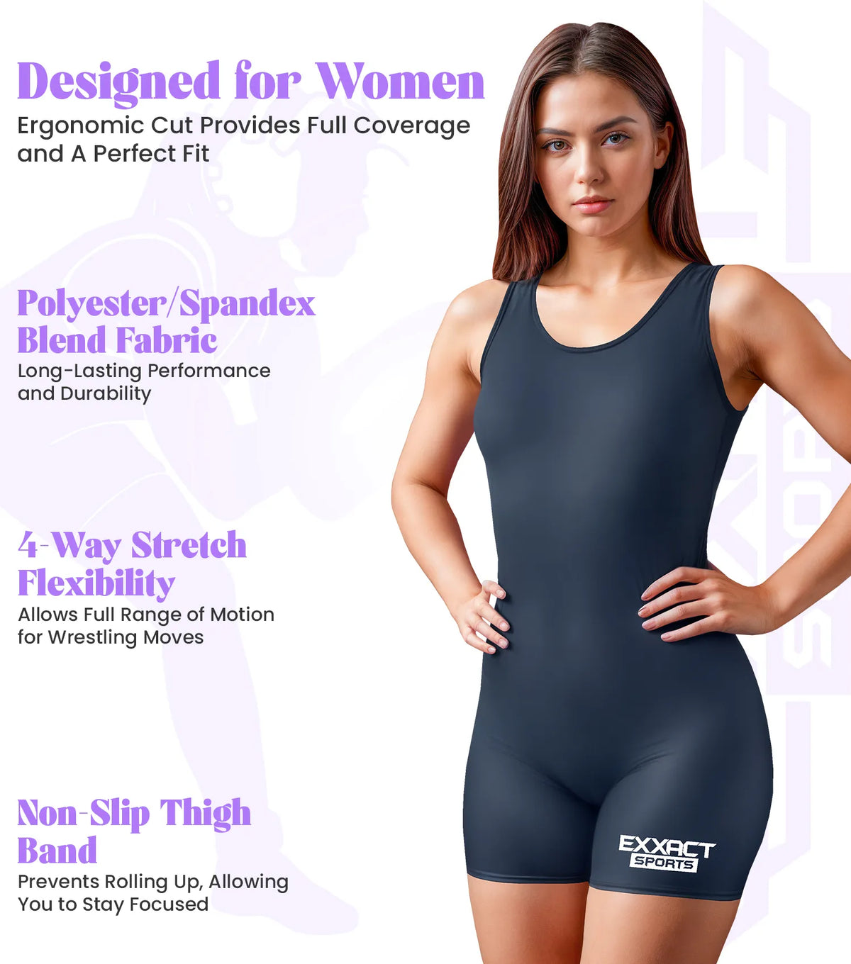 Exxact Sports Women’s Navy Wrestling Singlets High-cut Female singlets