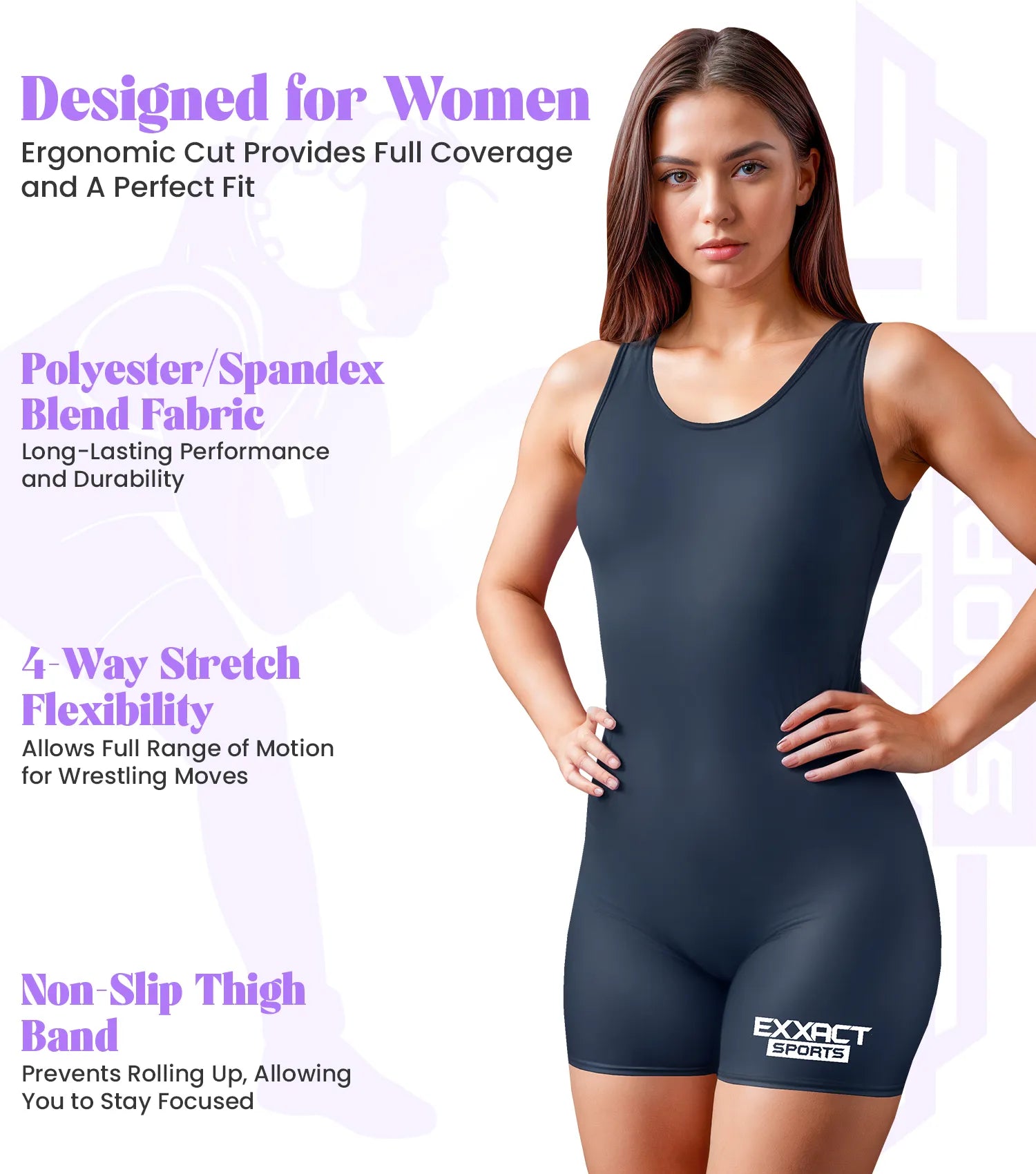 Exxact Sports Women’s Navy Wrestling Singlets High-cut Female singlets