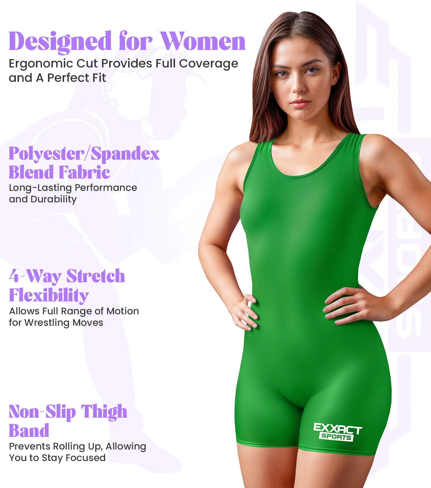 Exxact Sports Women’s Wrestling Singlets High-cut Female singlets - Green
