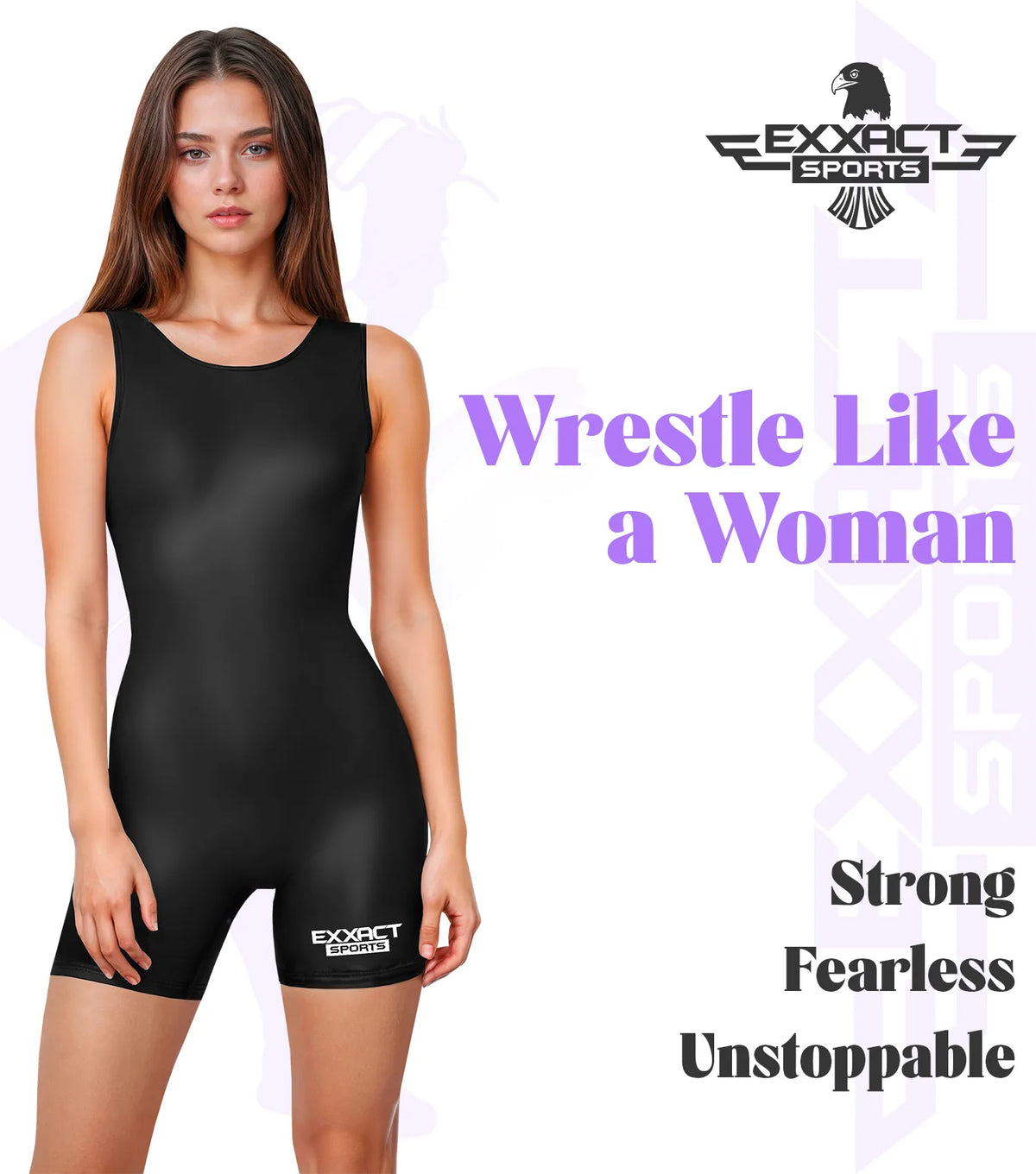 Exxact Sports Women’s Wrestling Singlets High-cut Female singlets - Black