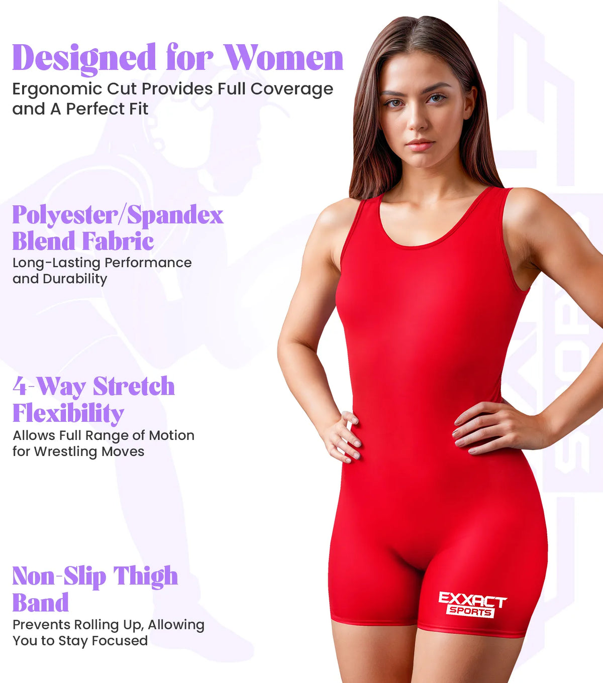 Exxact Sports Women’s Wrestling Singlets High-cut Female singlets - Red