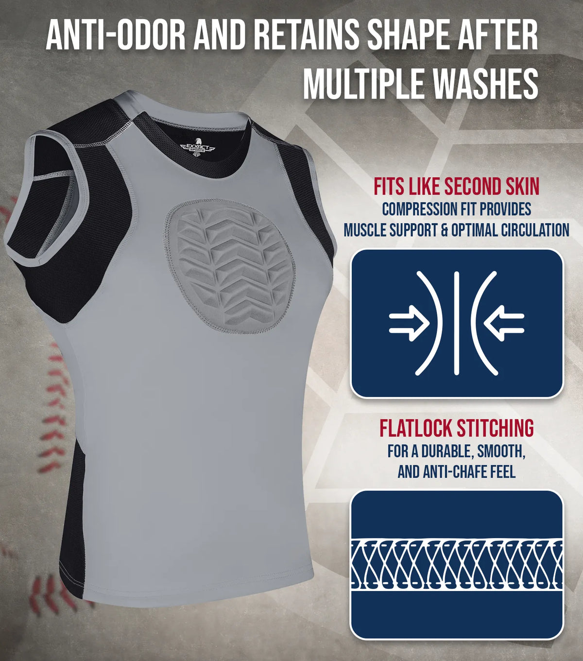 Exxact Sports Youth Boys Baseball Chest Protector for Sternum Heart Protection - Gray