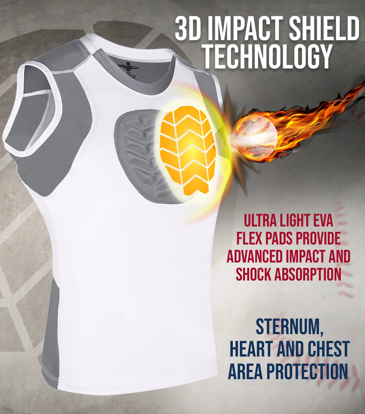 Exxact Sports Youth Boys Baseball Chest Protector for Sternum Heart Protection - White