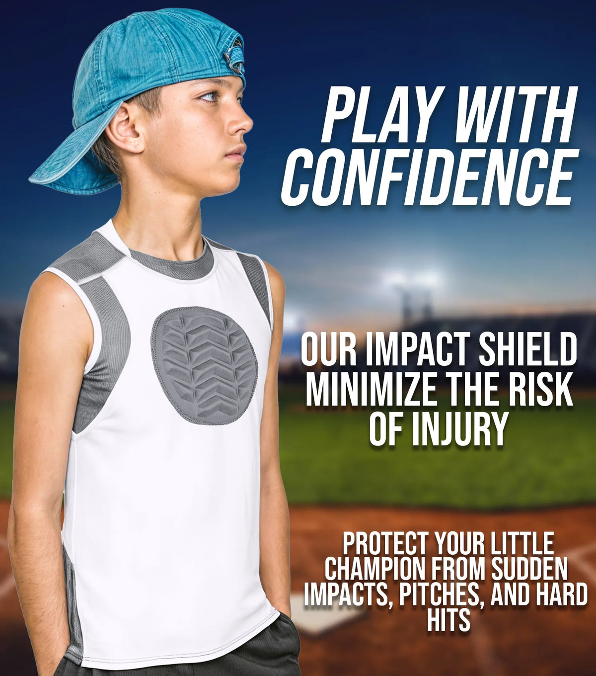 Exxact Sports Youth Boys Baseball Chest Protector for Sternum Heart Protection - White