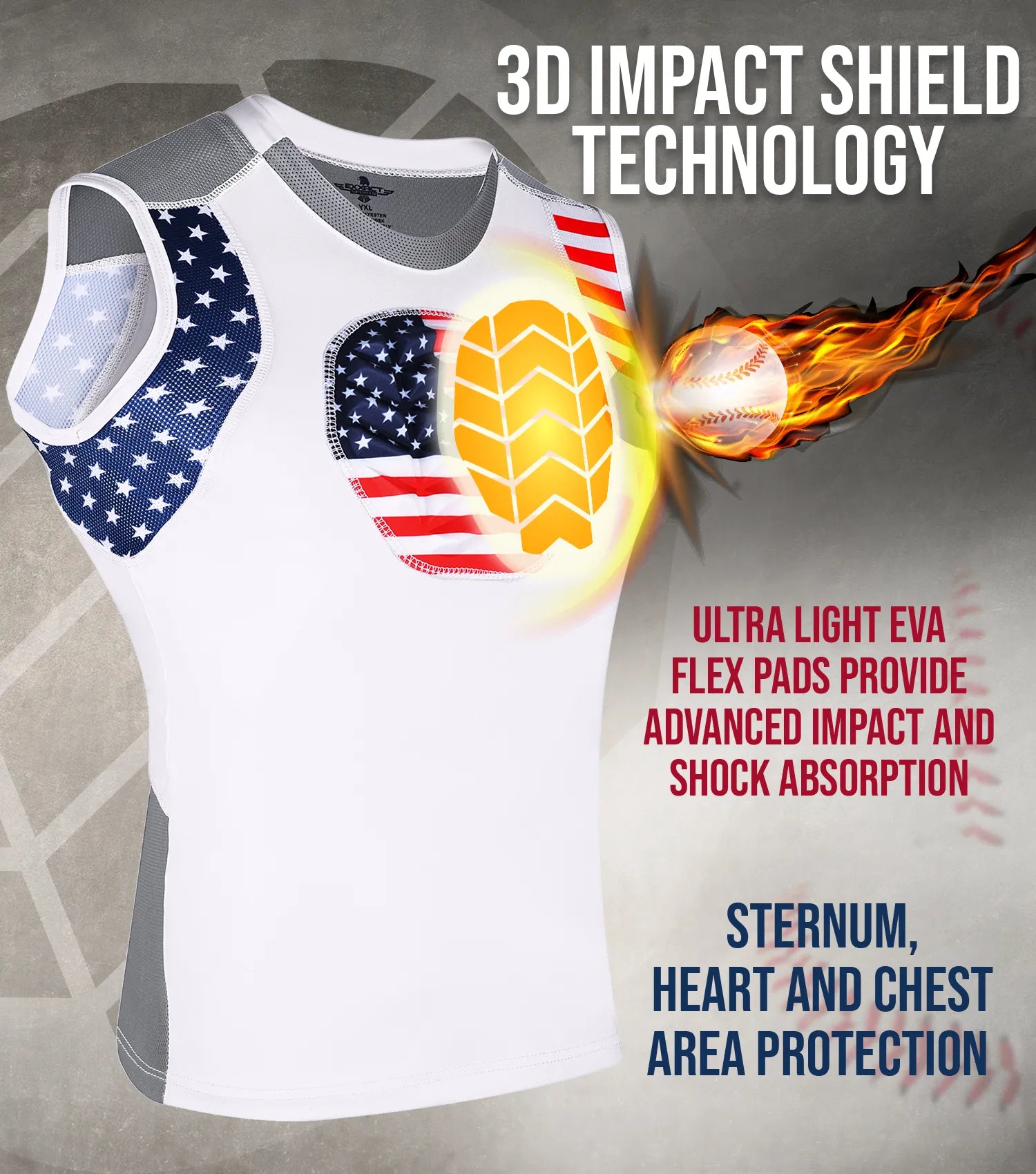Exxact Sports Youth Boys Baseball Chest Protector for Sternum Heart Protection - Patriot - X-small