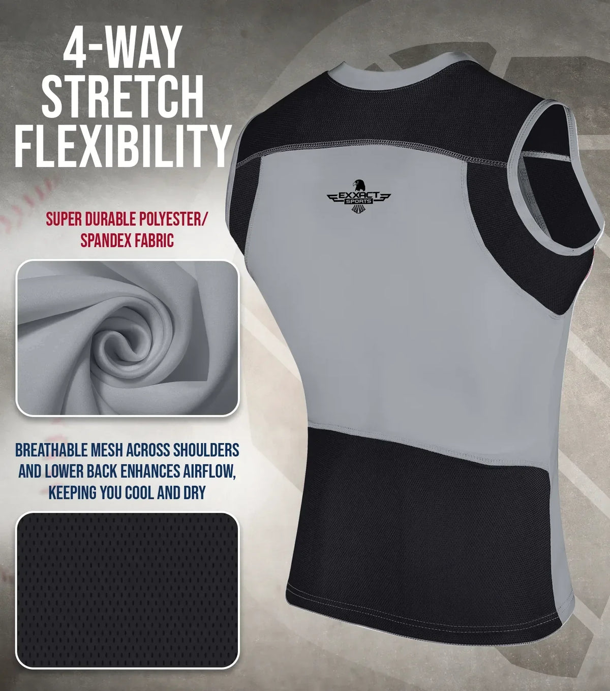 Exxact Sports Youth Boys Baseball Chest Protector for Sternum Heart Protection - Gray