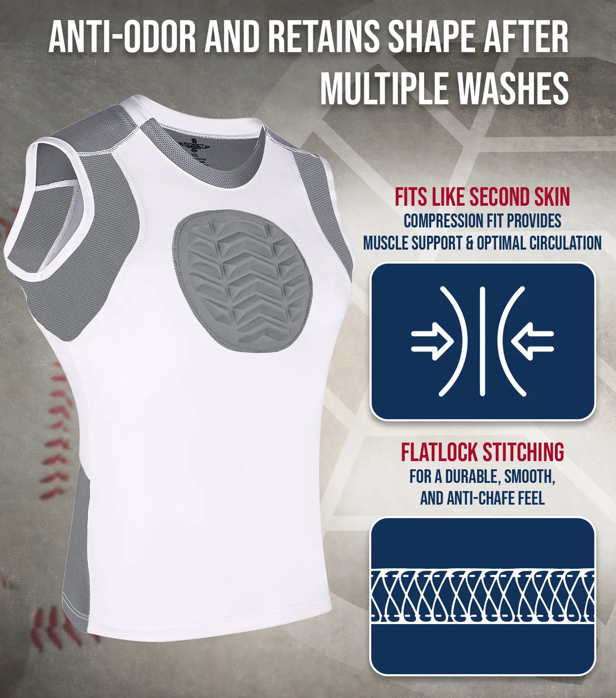Exxact Sports Youth Boys Baseball Chest Protector for Sternum Heart Protection - White
