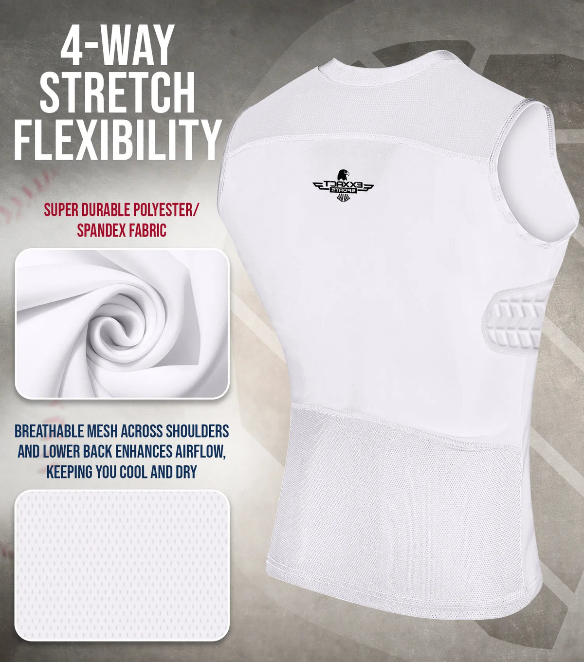 Exxact Sports Youth Boys Baseball Chest & Rib Protector for Sternum Heart Protection - White