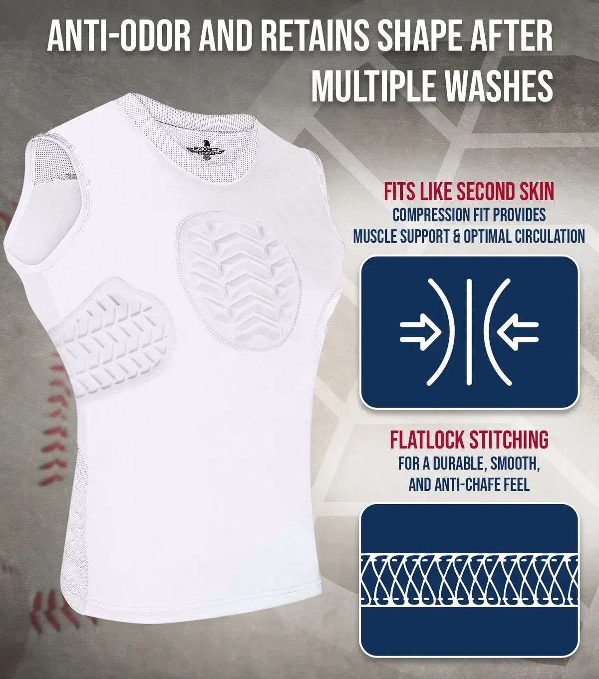 Exxact Sports Youth Boys Baseball Chest & Rib Protector for Sternum Heart Protection - White