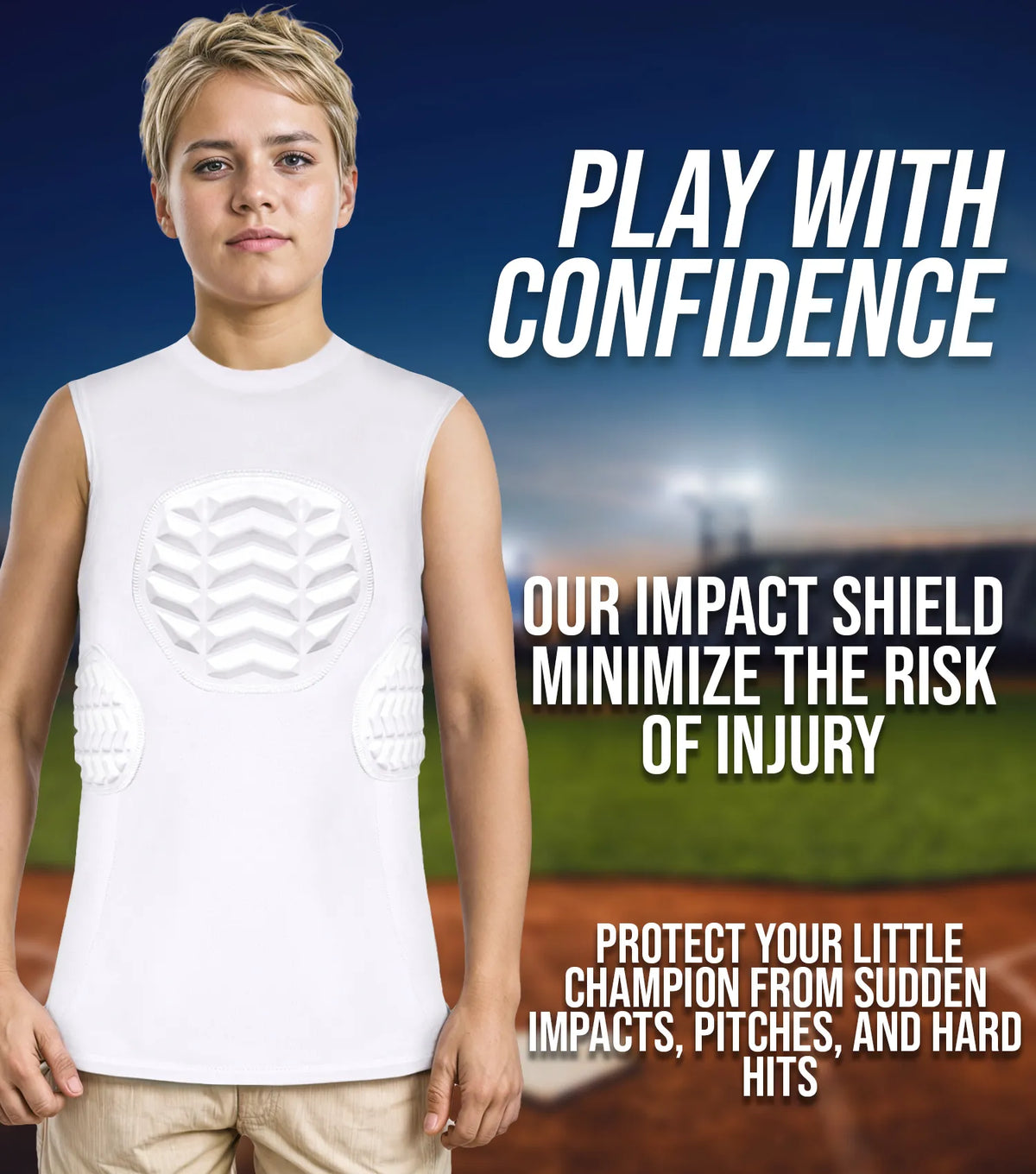 Exxact Sports Youth Boys Baseball Chest & Rib Protector for Sternum Heart Protection - White