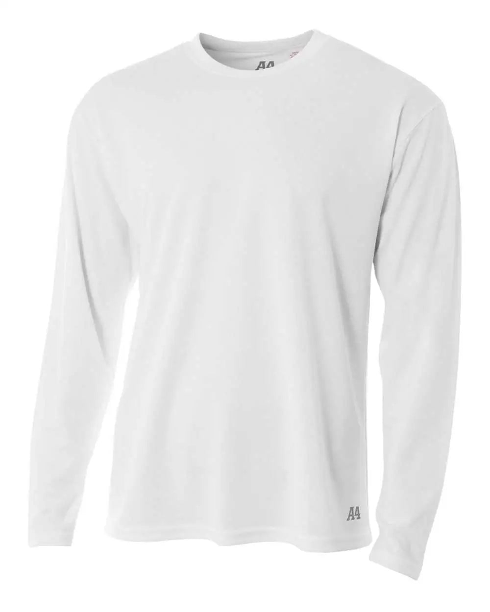 A4 N3253 Men’s Long Sleeve Crew Birds Eye Mesh Tee - White