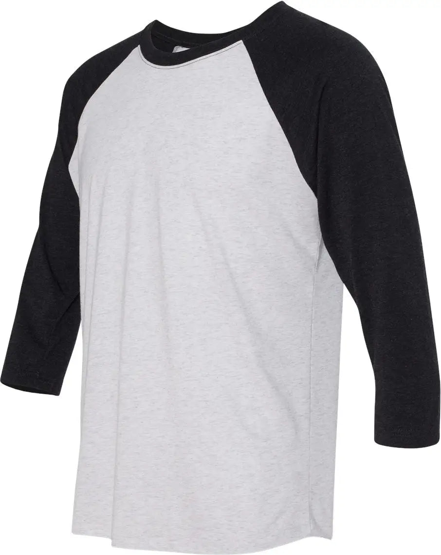 Next Level 6051 Tri-blend 3/4 Raglan T-shirt - Vintage Black - Heather White - Adult Xs