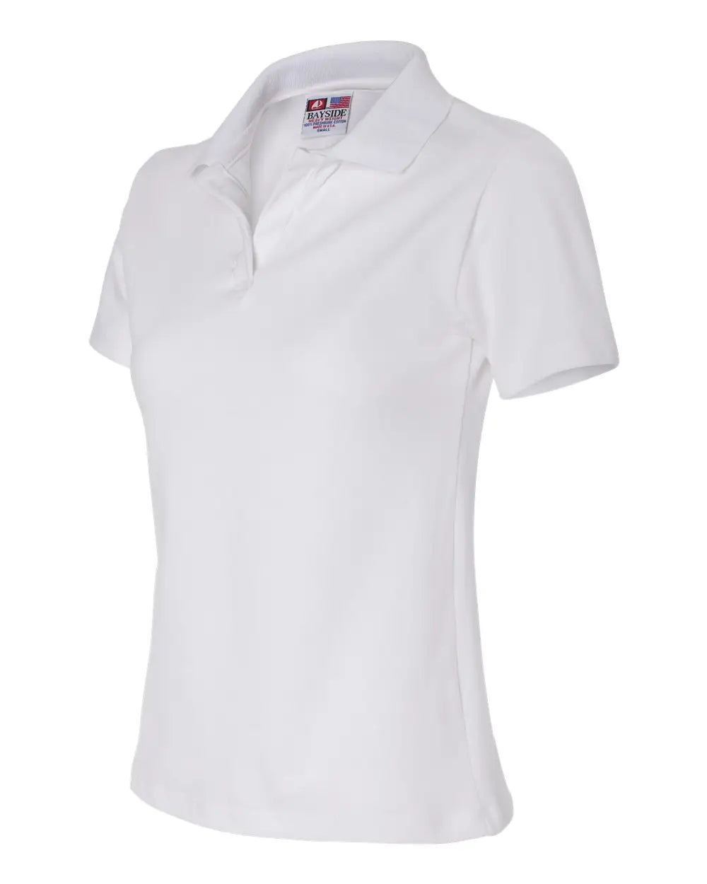 Bayside 1050b Women’s Usa-made V-neck Polo - 1050 - White - Ladies Xs