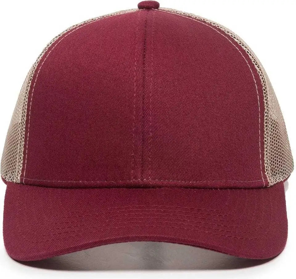 Oc Sports Mbw-600 Team Adjustable Mesh Back Ball Cap - Maroon Khaki - 6 7/8’’ - 7 1/2’’