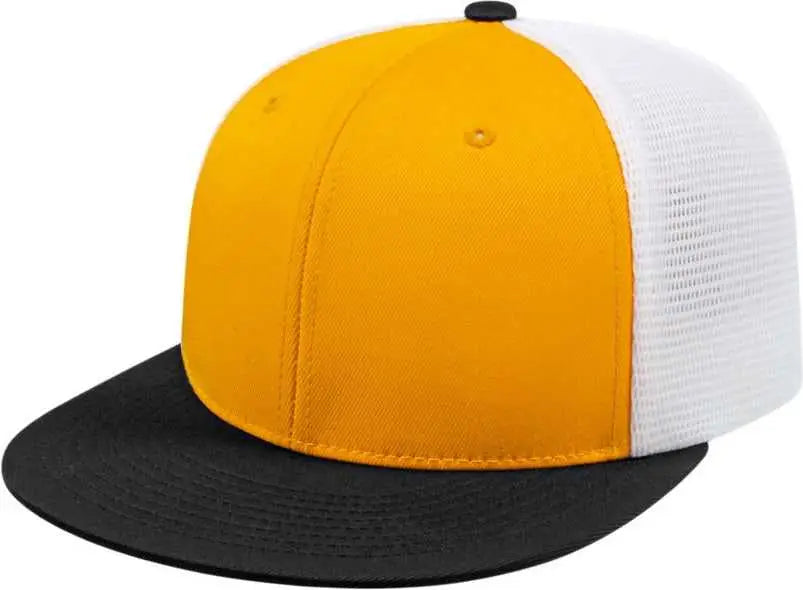 Cap America I8501 Flexfit Performance Trucker Mesh Back - Athletic Gold Black White