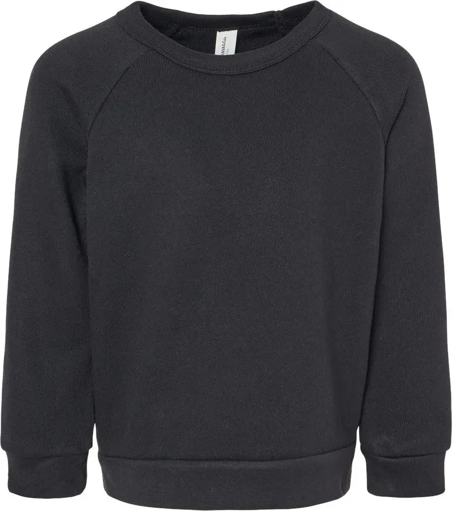 Bella + Canvas 3901t Toddler Sponge Fleece Raglan Sweatshirt - Black - 4t