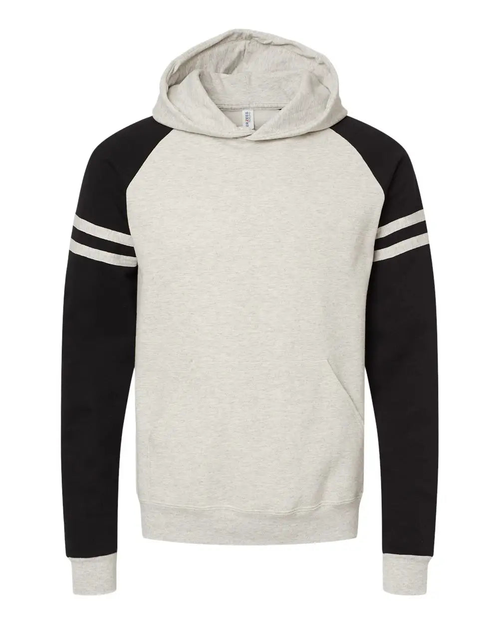 Jerzees 97cr Nublend® Varsity Colorblocked Raglan Hooded Sweatshirt - Oatmeal Heather Black Ink - Sand / s