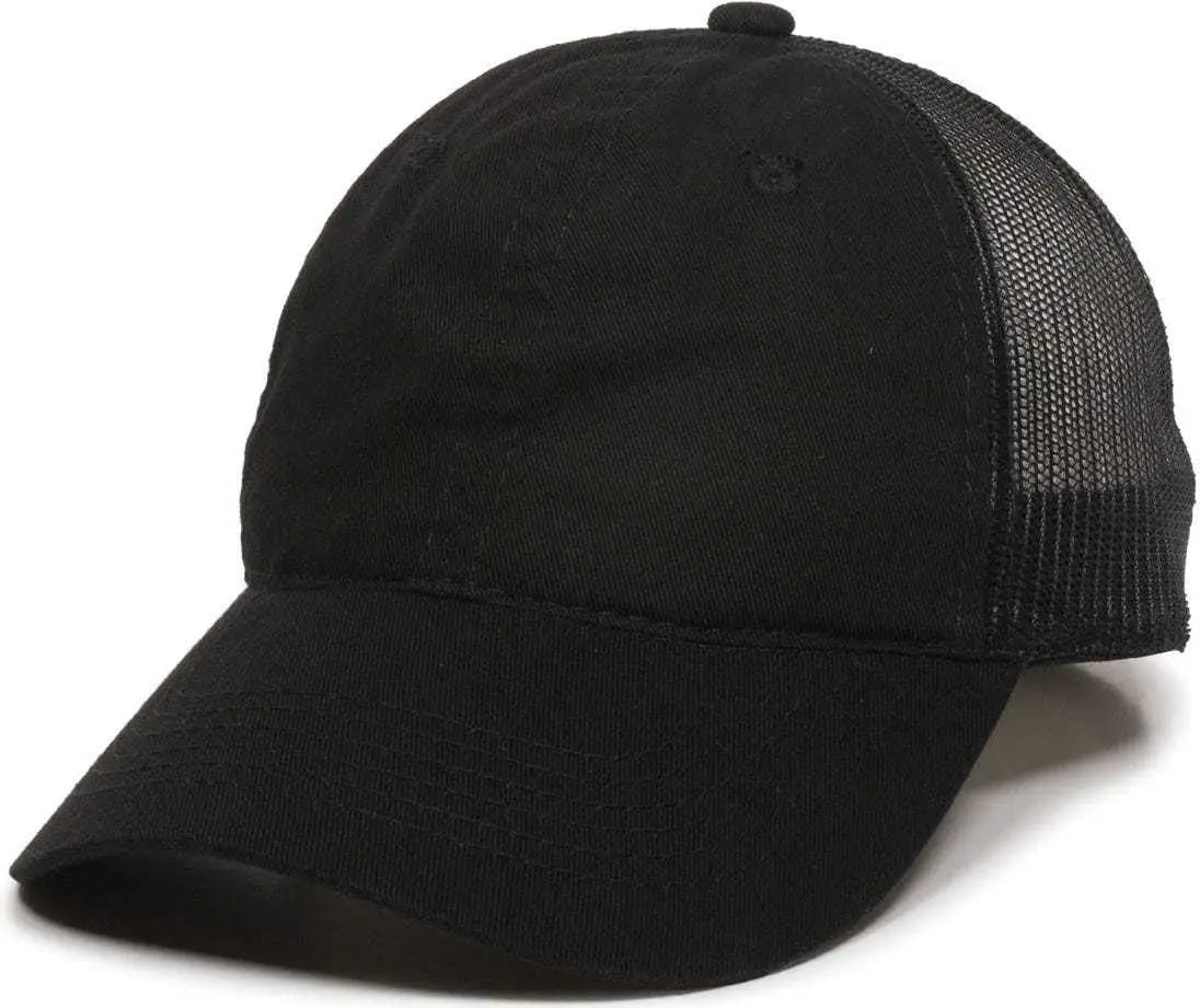 Oc Sports Fwt-130 Garment Wash Mesh Back Baseball Cap - Black - 6 7/8’’ - 7 1/2’’
