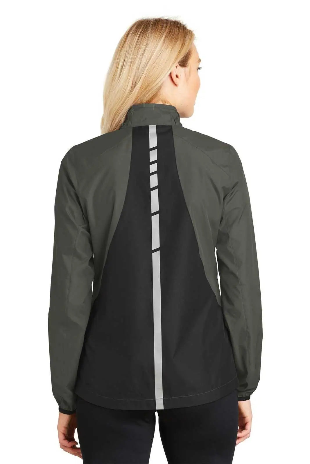 Port Authority L345 Ladies Zephyr Reflective Hit Full-zip Jacket - Gray Steel Deep Black