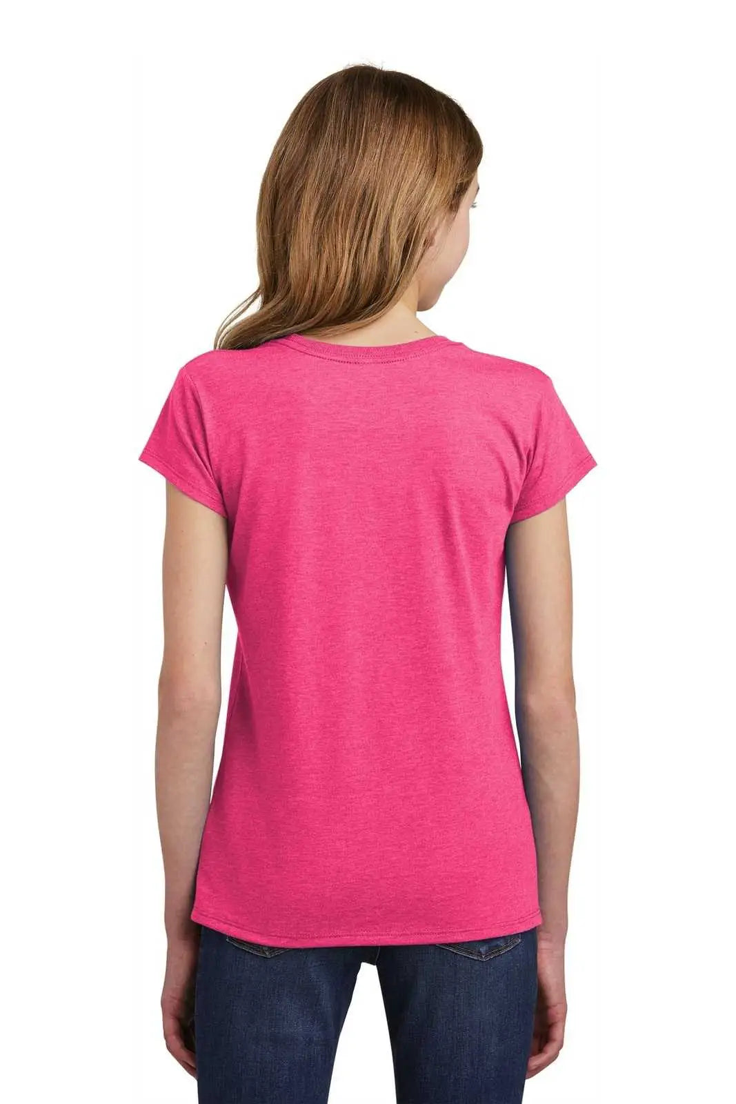 District Dt6001yg Girls Very Important Tee - Fuchsia Frost