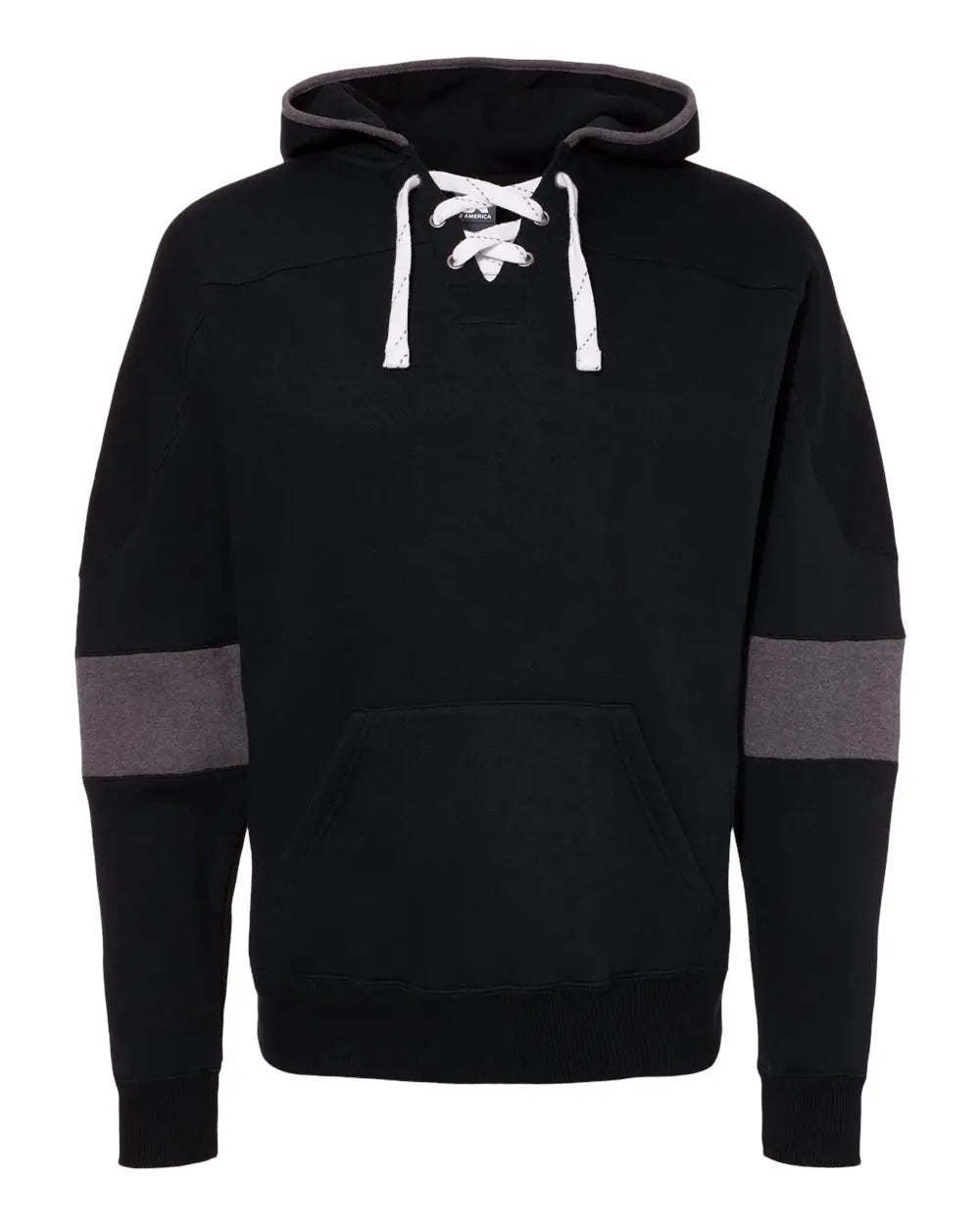 J. America 8832a Sport Lace Colorblocked Fleece Hooded Sweatshirt - 8832 - Black - Adult Xs