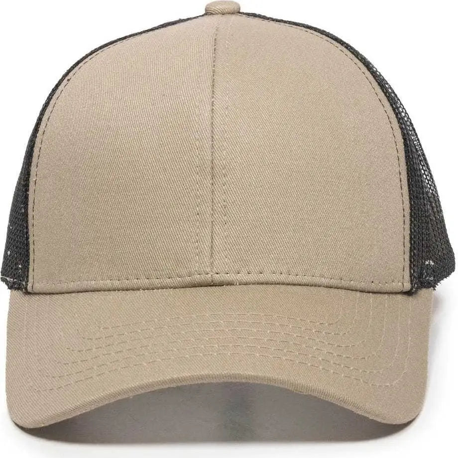 Oc Sports Mbw-600 Team Adjustable Mesh Back Ball Cap - Khaki Black - 6 7/8’’ - 7 1/2’’