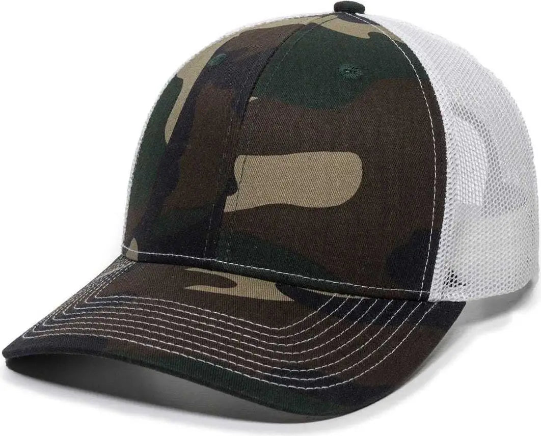 Oc Sports Oc771 Adjustable Mesh Back Cap - Generic Camo White - Green / 6 7/8’’ - 7 1/2’’