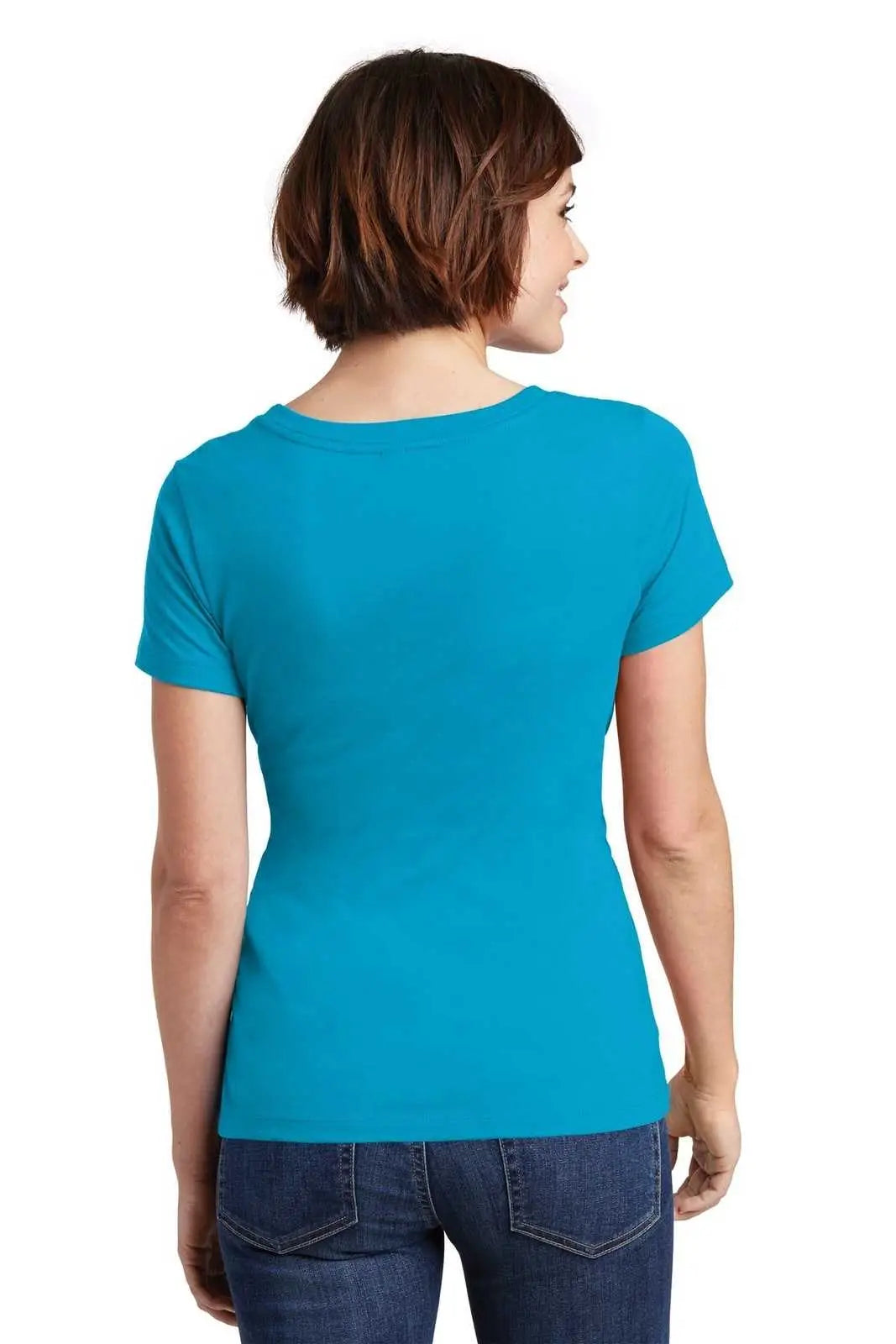 District Dm106l Women’s Perfect Weight Scoop Tee - Bright Turquoise