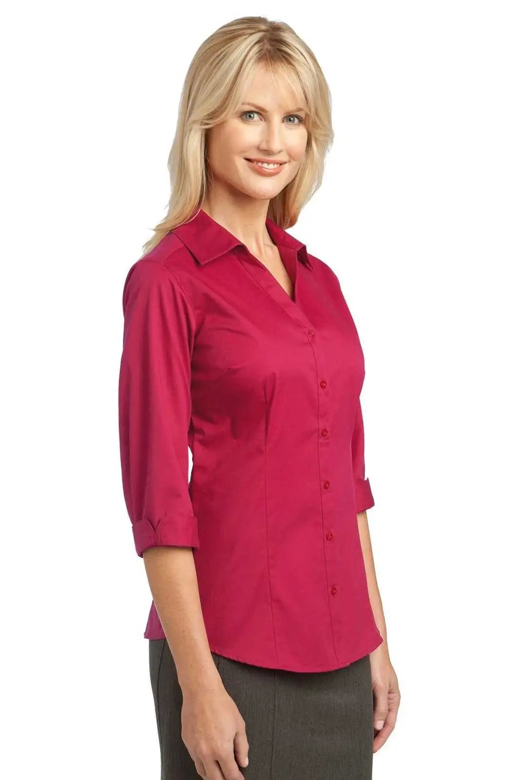 Port Authority L6290 Improved Ladies 3/4-sleeve Blouse - Raspberry Pink