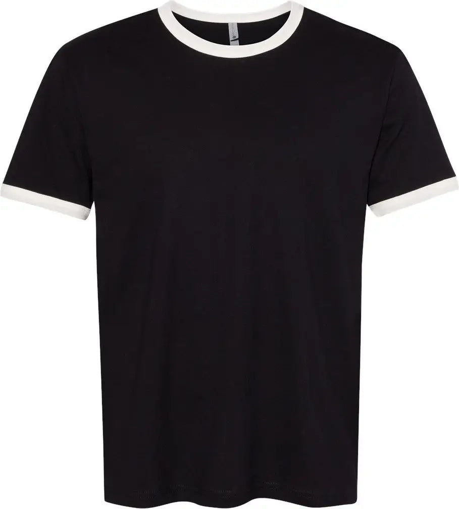 Next Level 3604 Retro Ringer Cotton T-shirt - Black - Natural - Black/ / Adult Xs