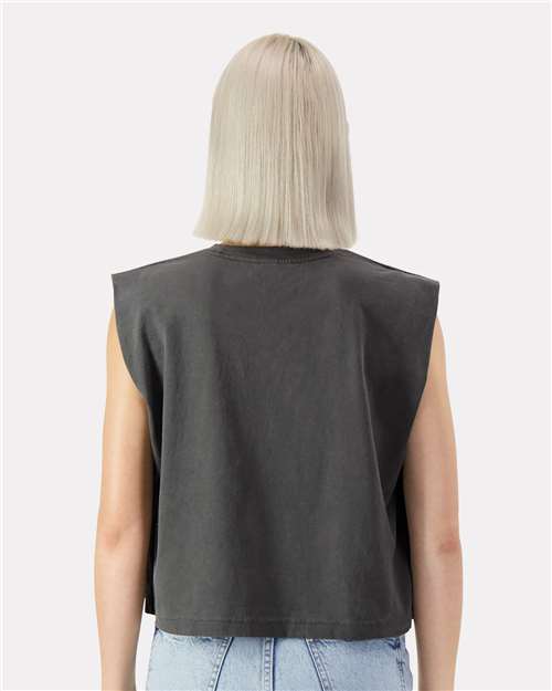 Faded Black Garment-Dyed Women&#39;s Heavyweight Muscle Tee - 307GD
