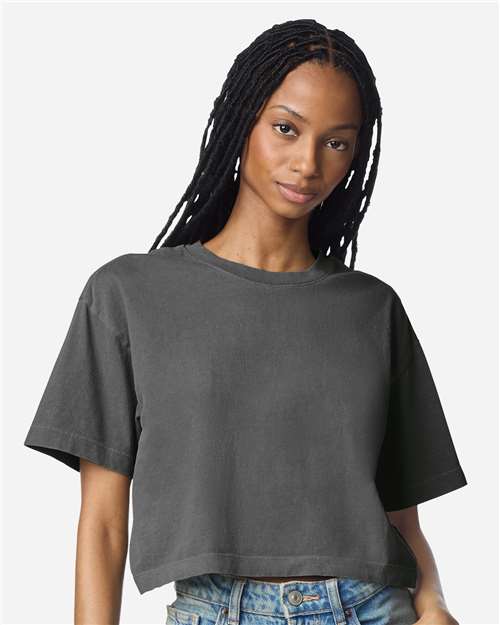Faded Black Women's Garment-Dyed Heavyweight Cropped Tee - 1302GD